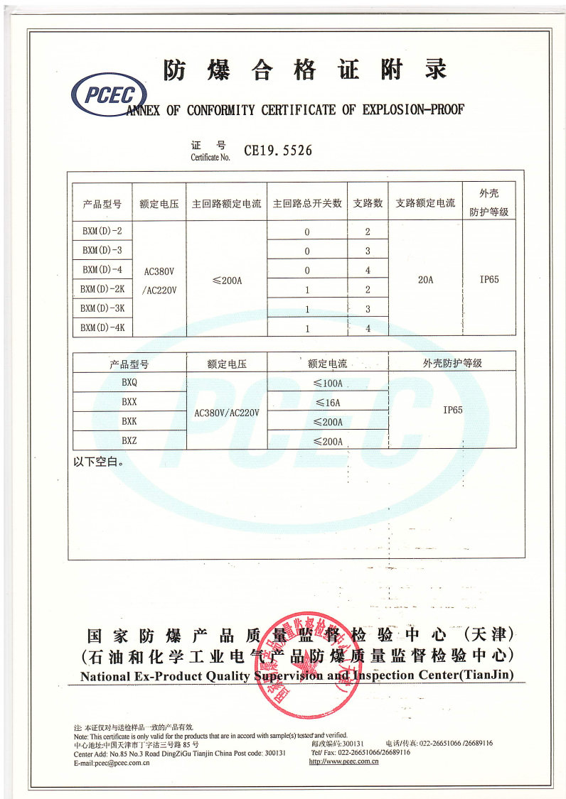 防爆合格证附录